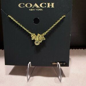 NWT Coach Wildflower Cluster Pendant Necklace 16”+2” Gold Tone